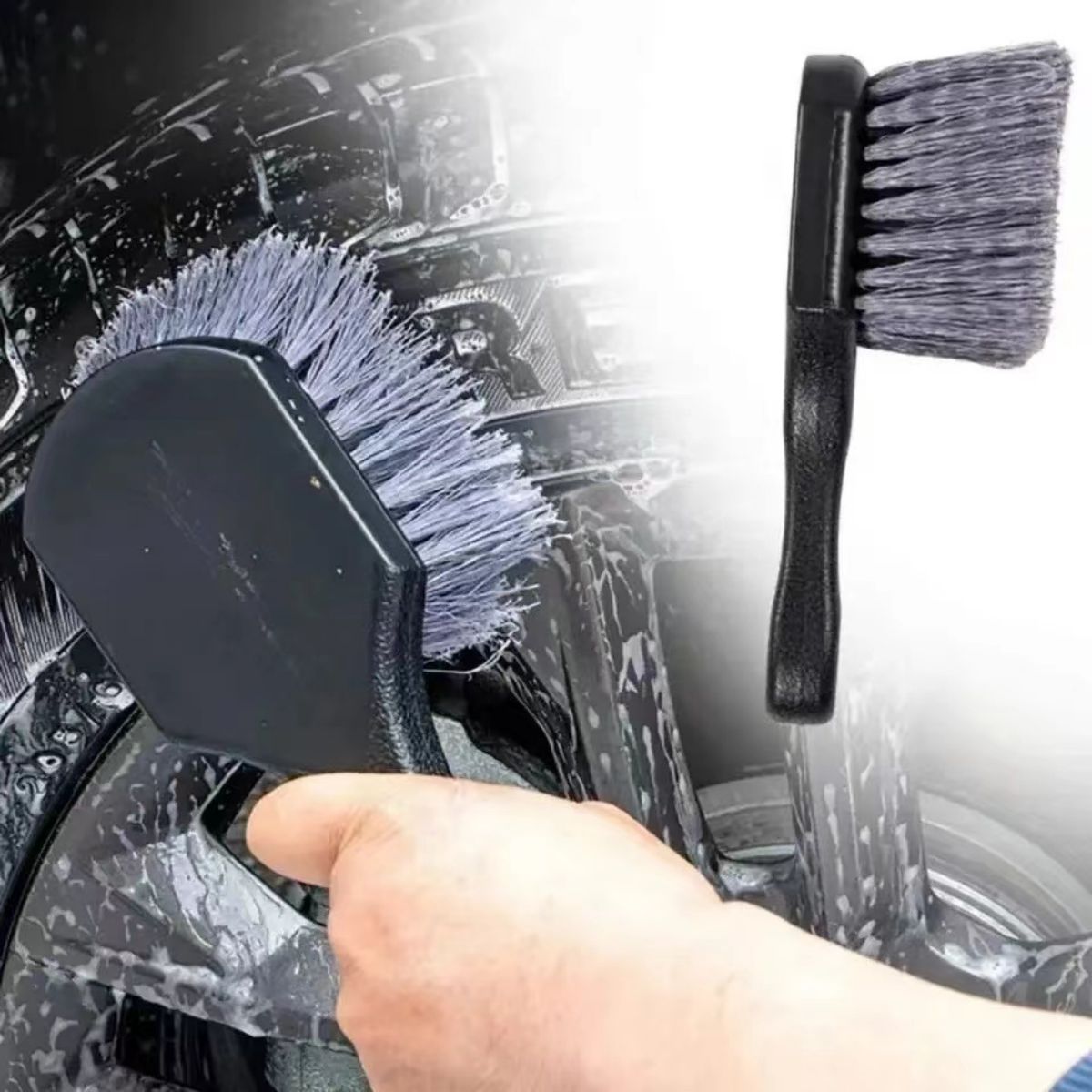 Car Cleaning Brush - فرشاة تنظيف عجلات السيارة، فرشاة تفصيلية