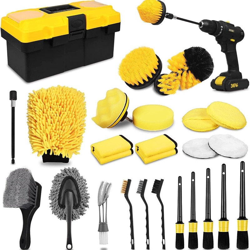 Car Cleaning Brush - مجموعة فرش تنظيف السيارات الكهربائية 27